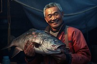 Fish fisherman portrait smiling. 