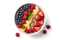 Fruit bowl raspberry blueberry. AI generated Image by rawpixel.