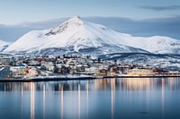 Architecture landscape cityscape mountain. AI generated Image by rawpixel.