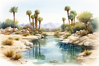 Desert oasis wilderness landscape outdoors. AI generated Image by rawpixel.
