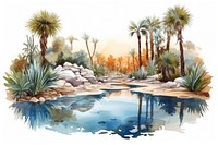 Desert oasis outdoors painting nature. AI generated Image by rawpixel.