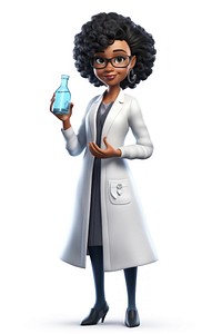 Scientist cartoon adult woman. 