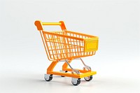 Supermarket shopping cart white background. 