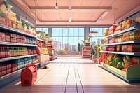 Supermarket cartoon room architecture. 