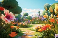 Flower garden landscape outdoors. AI generated Image by rawpixel.