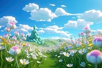 Flower landscape panoramic outdoors. AI generated Image by rawpixel.