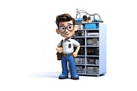 Technician cartoon white background technology. 