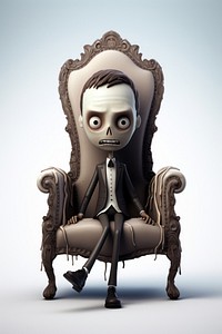 Creepy Victorian chair cartoon representation. 