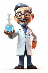 Scientist science cartoon white background. AI generated Image by rawpixel.