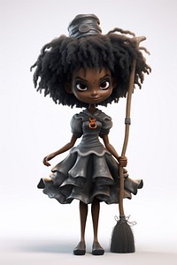 Voodoo witch cartoon broom doll. 