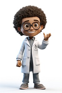 Scientist cartoon cute white background. AI generated Image by rawpixel.