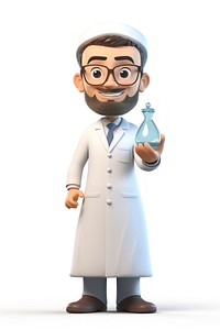 Scientist holding cartoon bottle. AI generated Image by rawpixel.