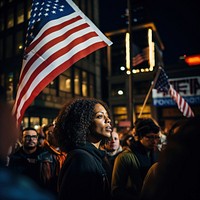 People waving US flag, Independence Day. 