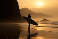 Ocean sea silhouette surfboard. 