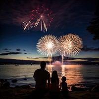 Fireworks silhouette family adult. 