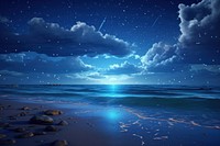 Night sky sea landscape. 