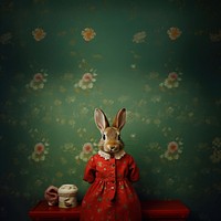 Whimsical rabbit in vintage dress