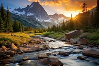 Wilderness landscape mountain outdoors. 