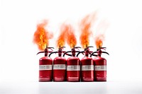 Fire white background cylinder burning. 