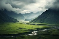 Landscape grassland mountain outdoors. AI generated Image by rawpixel.