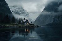 Architecture landscape mountain building. AI generated Image by rawpixel.
