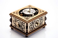 Music box white background technology turntable. 