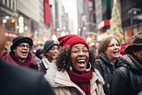 Laughing holiday street adult. 