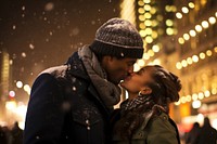 Christmas kissing winter snow. 