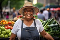 Vegetable market adult smile. 