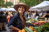 Market adult smile woman. 