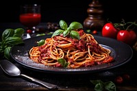 Spaghetti tomato pasta sauce. 