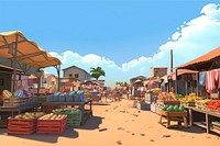 Market outdoors cartoon sky. AI generated Image by rawpixel.