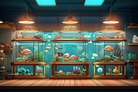 Aquarium fish cartoon architecture. 