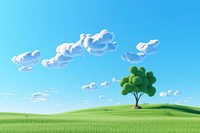 Field green tree sky. AI generated Image by rawpixel.