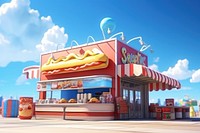 Cartoon food sky architecture. 