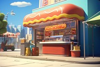 Restaurant cartoon city shop. 