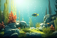 Fish outdoors cartoon nature. AI generated Image by rawpixel.