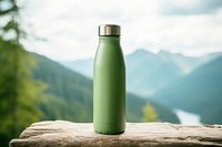 Bottle green refreshment container. 