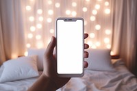 Screen white phone bed. 