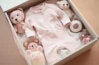 Crib baby pink box. 