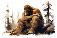 Bigfoot drawing mammal ape. AI generated Image by rawpixel.