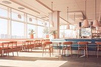 Restaurant architecture furniture cafeteria. AI generated Image by rawpixel.