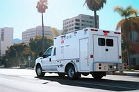 Ambulance vehicle truck city. AI generated Image by rawpixel.
