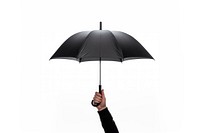 Umbrella person hand white background. 