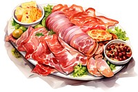 Meat antipasto platter meat prosciutto sausage. AI generated Image by rawpixel.