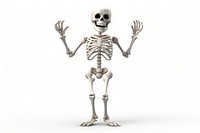 Skeleton cartoon white background representation. 