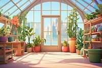Greenhouse window plant architecture. AI generated Image by rawpixel.