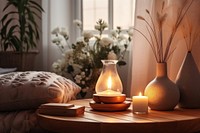 Candle furniture burning pillow. AI generated Image by rawpixel.