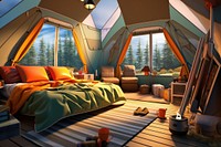 Camping tent architecture furniture. AI generated Image by rawpixel.