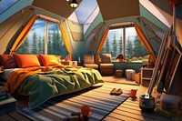 Camping tent architecture furniture. 